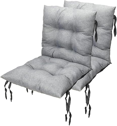Sitzkissen Gartenstuhl mit Rückenlehne 50 x 50 cm 2st. Grau - Beständig Gegen Schimmel und Feuchtigkeit - Wasserdicht Sitzauflagen für Gartenstühle mit Befestigungsschnüre (Set x2) von Grand Filippo