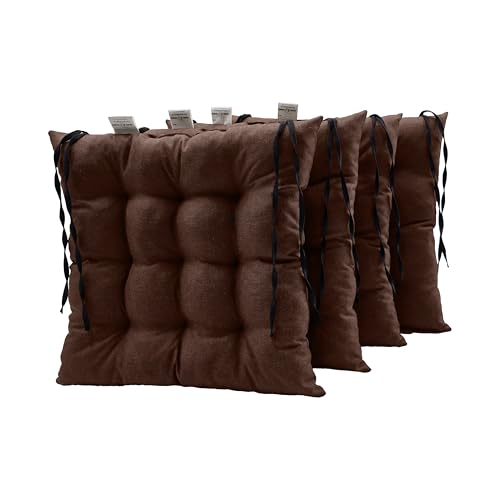 Wasserabweisend Stuhlkissen 4 Stk. 40x40 cm - Sitzkissen Outdoor mit Bindebändern - Sitzkissen Widerstandsfähig gegen Feuchtigkeit – Ideal für Innen- und Außenbereiche - Leicht zu Reinigen von Grand Filippo