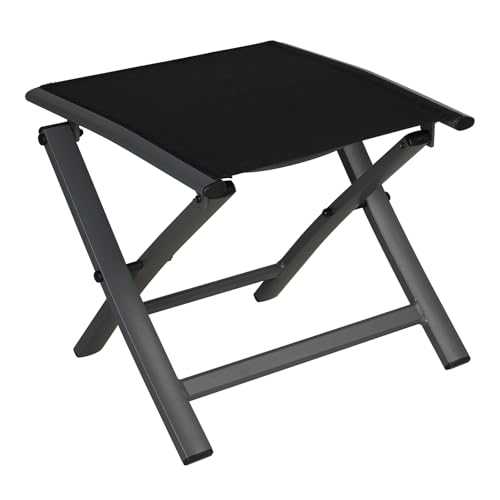 Grand patio Gartenhocker, Klapphocker aus Aluminium und Textilene, Wetterfest und leicht Trocknend, Sitzhocker Klappsessel für Balkon Terrasse (Schwarz) von Grand patio