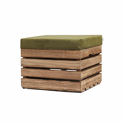 GrandBox Sitzhocker aus Holz 37x40x50 Polster, Sitztruhe Hocker mit Stauraum, Sitzbank, Sitzpouf, Sitzkiste Shabby Chick Vintage Weinkiste mit Deckel - geflammt 1er Set von GrandBox