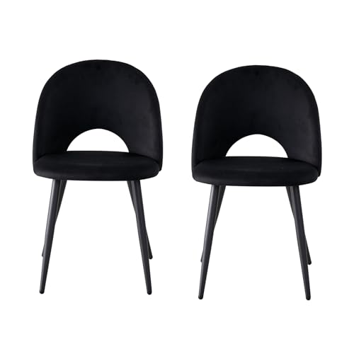 GrandCA HOME 2er Set Moderne Esszimmerstühle, Hautfreundlicher Holländischer Samtstoff mit Metallbeinen, Geeignet für Esszimmer, Wohnzimmer und Schlafzimmer - Schwarz von GrandCA HOME