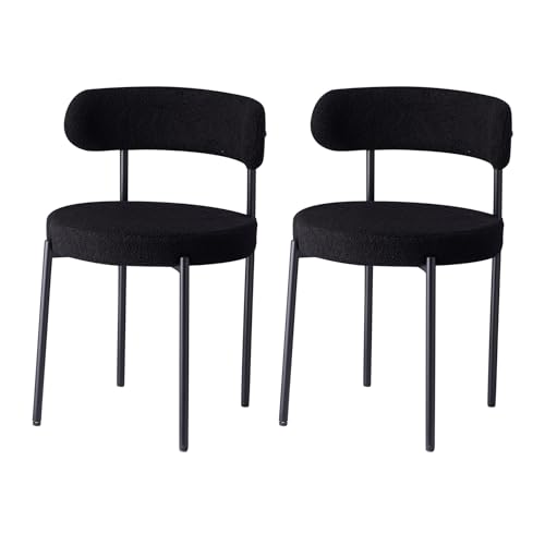 GrandCA HOME 2er-Set Esszimmerstühle, gepolsterte Küchenstühle mit Teddysamt, Moderne Stühle für Wohnzimmer, Küche, Esszimmer, Schwarz von GrandCA HOME