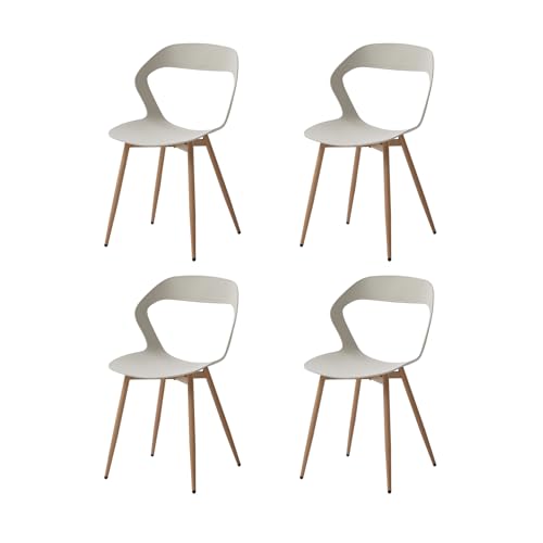 GrandCA HOME 4er-Set Esszimmerstühle oder Bürostuhl mit Metallbeinen, Küchenstühle für Wohnzimmer, Esszimmer, Besprechungszimmer,Beige+Eiche von GrandCA HOME