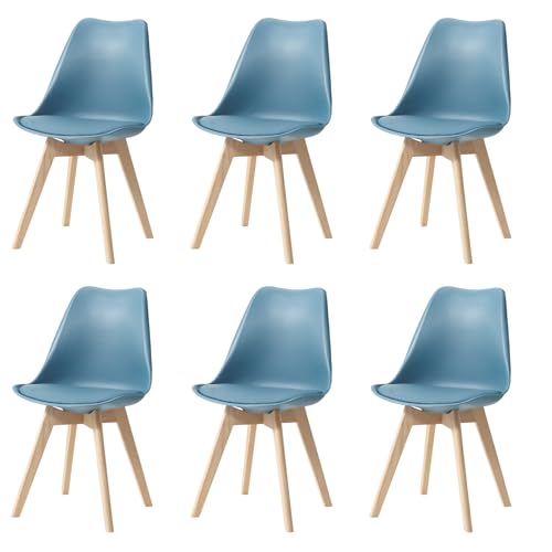 GrandCA HOME 6er-Set Esszimmerstühle, Skandinavische Stühle, Skandinavisches Design, Massivholzbeine, Ergonomisch, für Esszimmer, Wohnzimmer, Küche & Schlafzimmer (Dunkelgrün,6) von GrandCA HOME