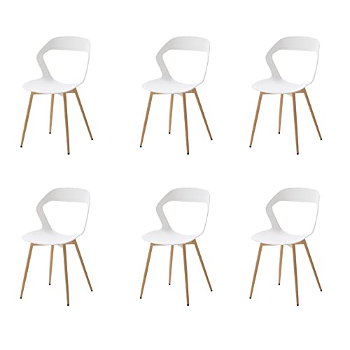 GrandCA HOME 6er-Set Esszimmerstühle oder Bürostuhl mit Metallbeinen, Küchenstühle für Wohnzimmer, Esszimmer, Besprechungszimmer, Weiß von GrandCA HOME