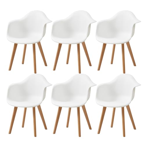 GrandCA HOME 6er Set Stühl, Sessel，Freizeit Wohnzimmer Stühl Esszimmerstühl,Stuhl im nordischen Stil (A-6-Weiß) von GrandCA HOME