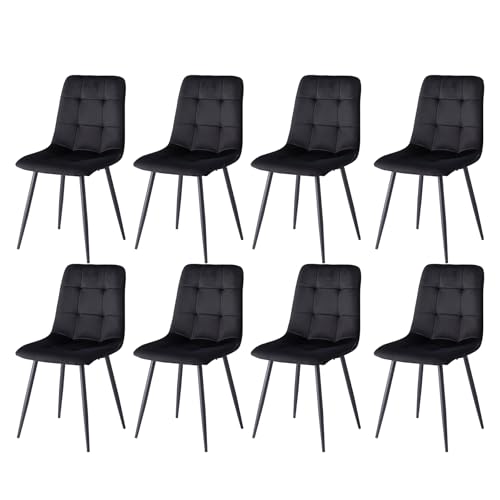 GrandCA HOME 8er-Set Esszimmerstühle, mit Samtgepolsterter Sitzfläche, Moderne Küchenstühle mit Metallbeinen, Schwarz-HL von GrandCA HOME