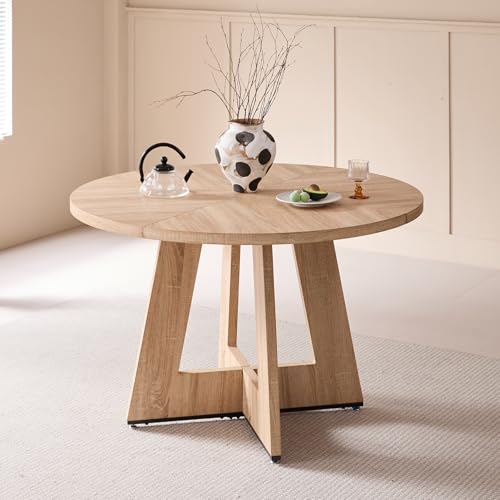 GrandCA HOME Runder Esstisch 120 cm, Küchentisch für 4, Esszimmertisch aus Holz mit Kreuzfuß für Küche, Esszimmer, Wohnzimmer, Eiche GrandCA HOME Runder Esstisch 120 cm, Küchentisch für 4, Esszimmertisch aus Holz mit Kreuzfuß für Küche, Esszimmer, Wohnzimmer, Eiche von GrandCA HOME