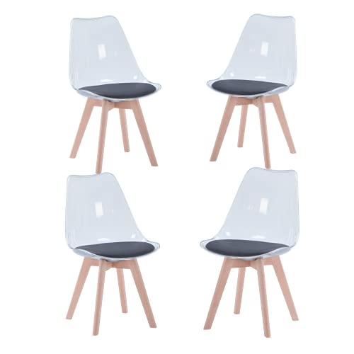 GrandCA Home Esszimmerstuhl-Set mit 4 Stück, Transparentes Stuhl-Set mit 4 Stück, skandinavische Stühle-Set mit 4 Stück, umweltfreundliches PP-Material von GrandCA HOME
