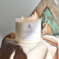 Teakholz Soja-Kerze - Leder-Tabak-Bernstein Duftkerze Würzige Masculine-Kerze Handgegossene Natürliche Soja-Wachs-Kerze von GrandCandlesCo