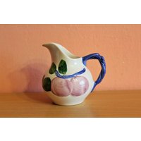 Vintage Franziskaner Geschirr Keramik Krug Milchkännchen Obst Design England von Grandchildattic