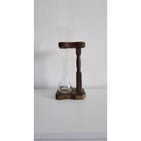 Vintage Modern Schreibtisch Glas Hängevase, Glasvase Hängend Auf Holzhalter, Hydroponics Pflanzenglas Mit Halter, Terrarium Vase Behälter von Grandchildattic