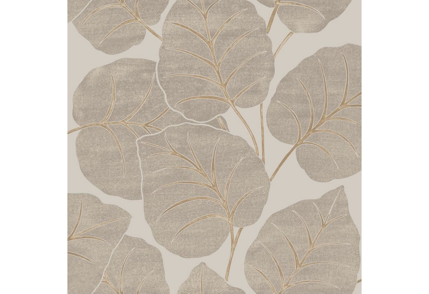 Grandeco Tapete Vliestapete Blattmuster Gemalt Äste Grau Beige Gold Metallic A63501 Ciara von Grandeco Tapete