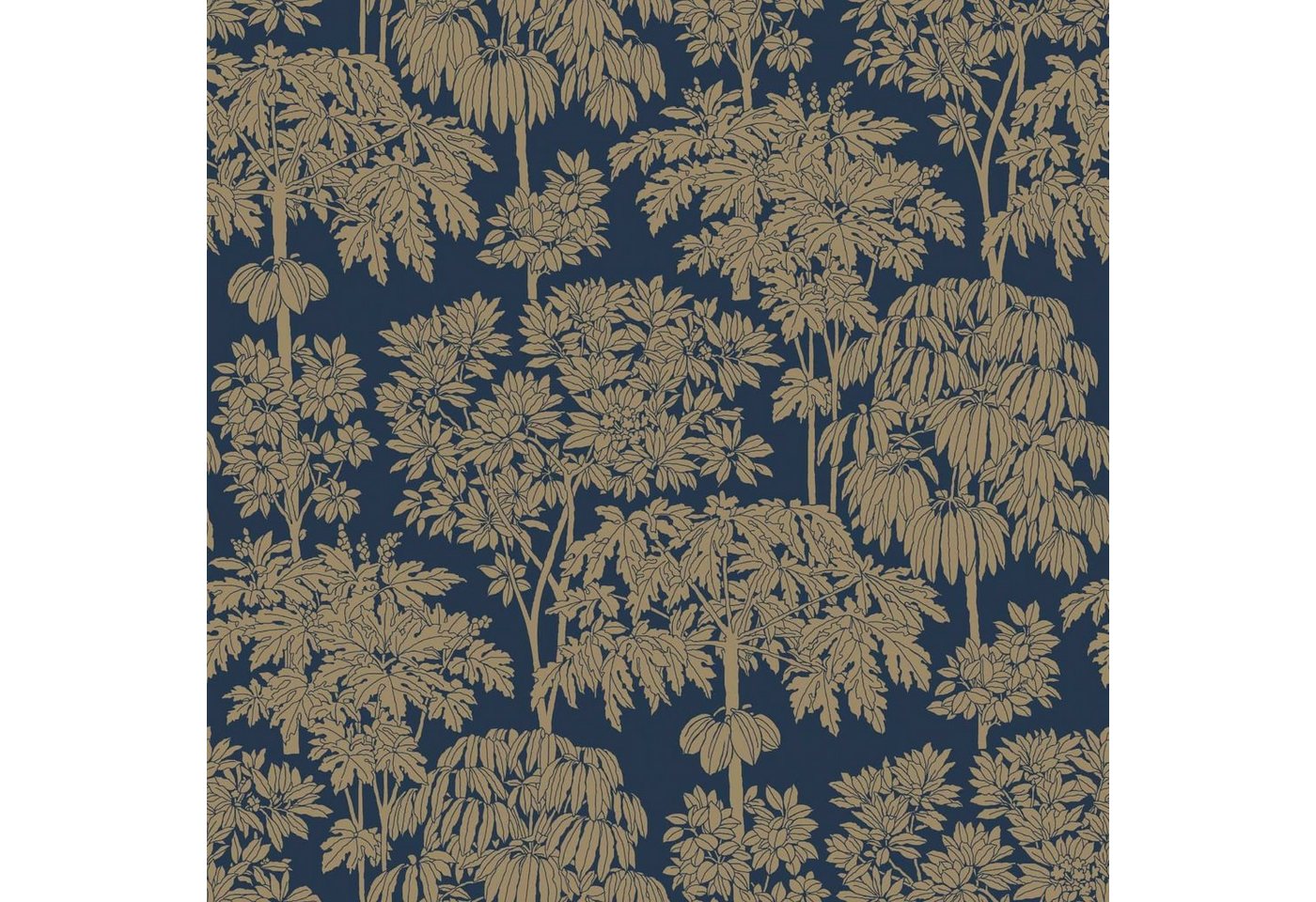 Grandeco Tapete Vliestapete Dschungel Palmen Bäume Floral Blau Gold Metallic A63404 Ciara von Grandeco Tapete