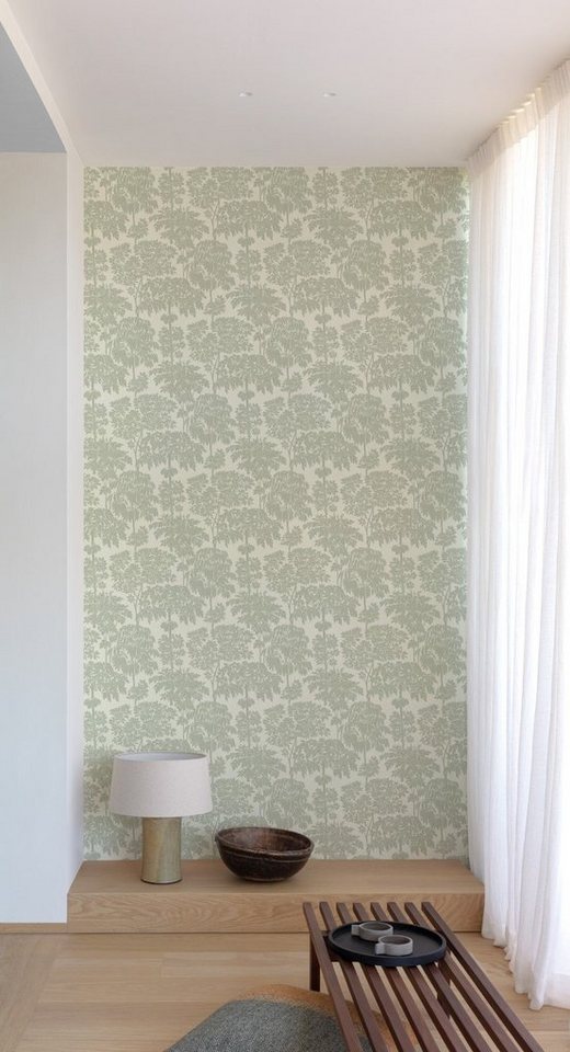 Grandeco Tapete Vliestapete Dschungel Palmen Bäume Floral Creme Grün Mint A63402 Ciara von Grandeco Tapete