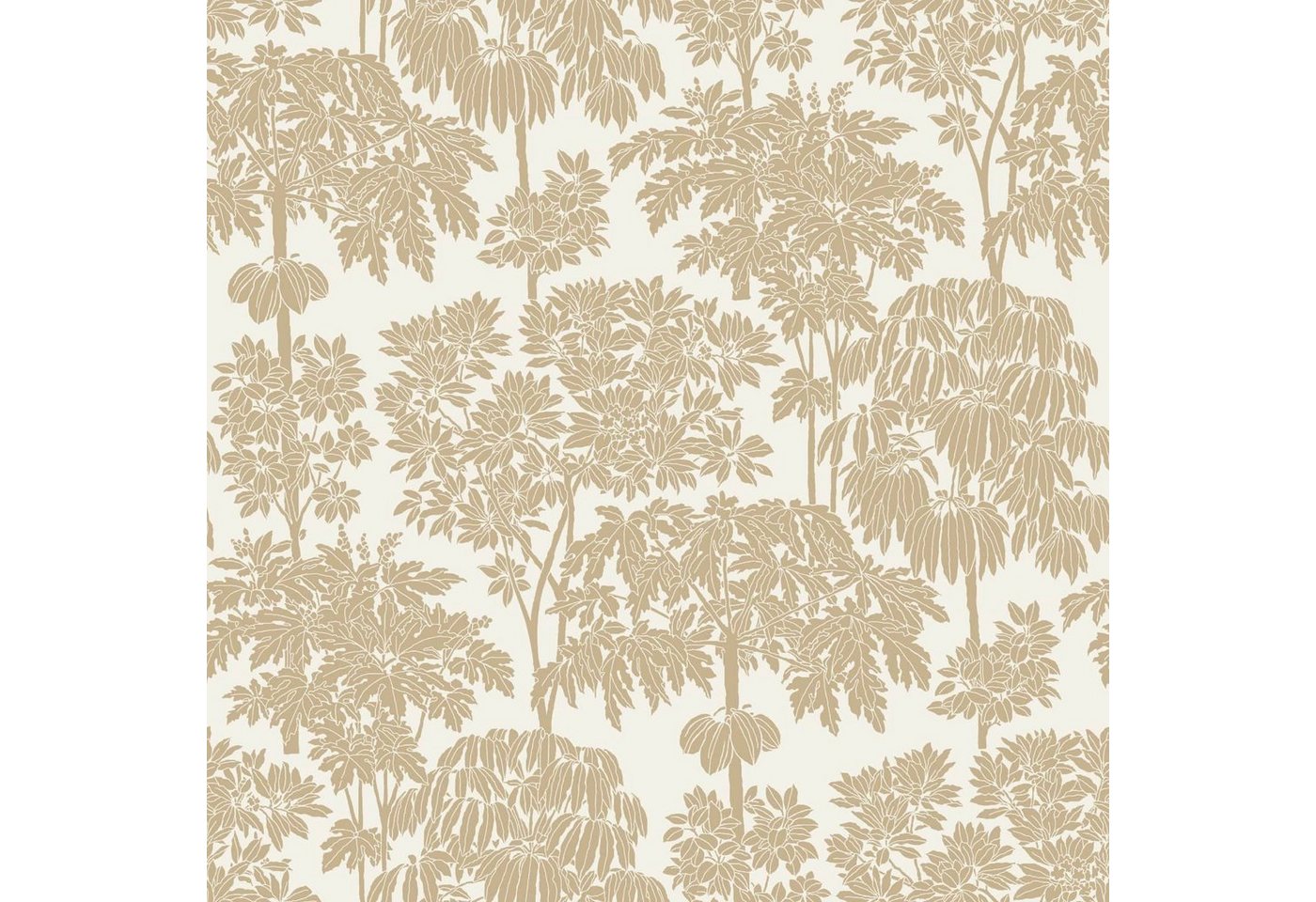 Grandeco Tapete Vliestapete Dschungel Palmen Bäume Floral Weiß Gold Metallic A63401 Ciara von Grandeco Tapete