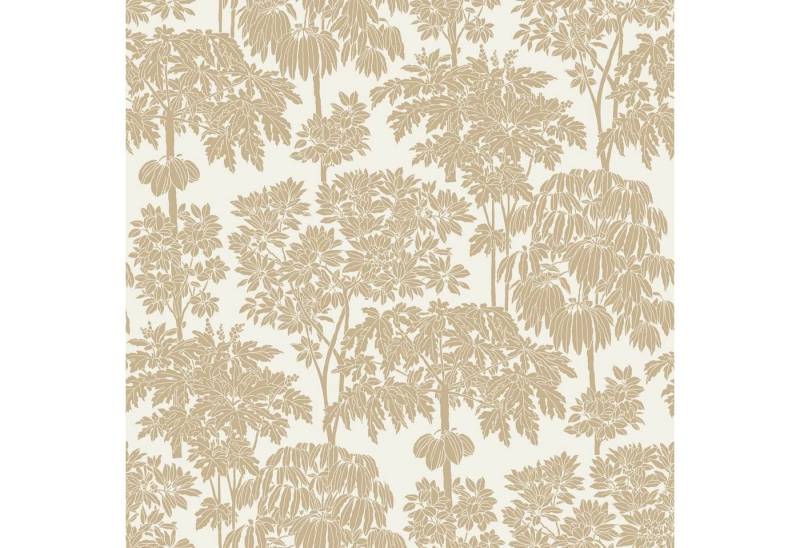 Grandeco Tapete Vliestapete Dschungel Palmen Bäume Floral Weiß Gold Metallic A63401 Ciara von Grandeco Tapete