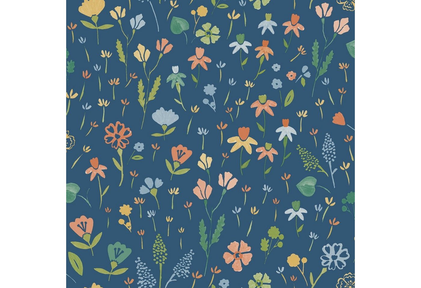 Grandeco Tapete Vliestapete Floral Blumen Abstrakt Blätter Blau Grün Orange MN3507 Maison von Grandeco Tapete