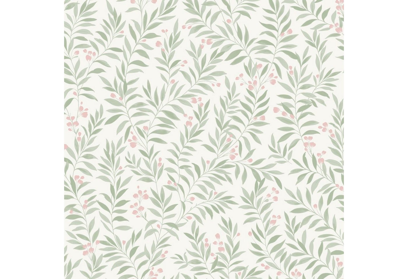 Grandeco Tapete Vliestapete Floral Zweige Blüten Salbei Blätter Weiß Grün Rosa MN3409 Maison von Grandeco Tapete