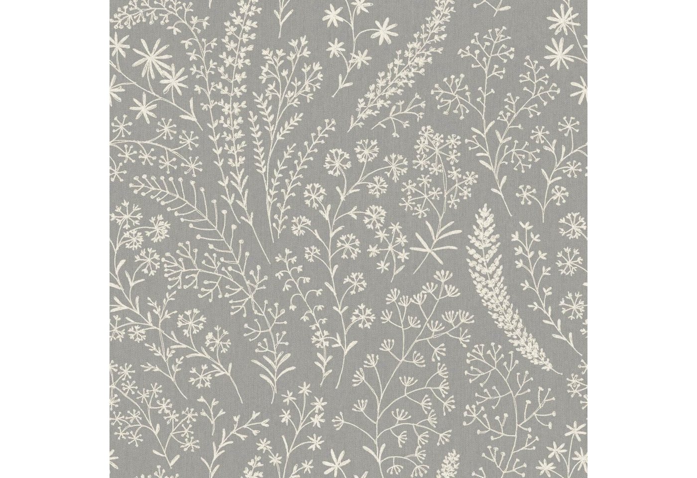 Grandeco Tapete Vliestapete Textil Optik Floral Blumen Gräser Grau Cremeweiß A58703 Asperia von Grandeco Tapete