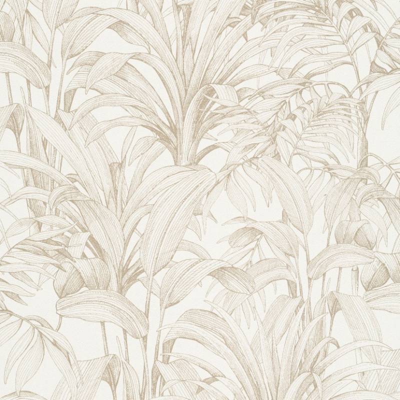 Grandeco | Asperia | A51402 | Vliestapete | Blätter | 10.05 x 0.53 m | Creme von Grandeco
