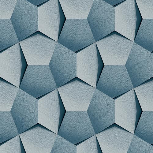 Grandeco Vlies Tapete 3D Grafiisches Muster Illusion Struktur blau grau A54603 von Grandeco