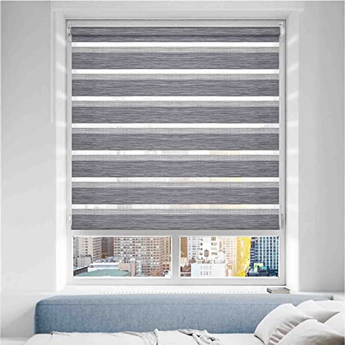 Doppelrollo Klemmfix ohne Bohren/mit Bohren, Duo Rollos für Fenster & Tür Marmor Grau 95x150 (BxH) Lichtdurchlässig & Verdunkelnd Klemmrollo Fensterrollo Sonnenschutz Duo Rollo von Grandekor