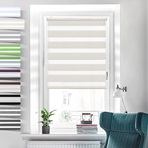 Doppelrollo Klemmfix ohne Bohren Leinen 75x190cm Duo Rollos für Fenster ohne Bohren Klemmrollo Rollo Zebrarollo Seitenzugrollo von Grandekor