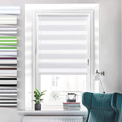 Doppelrollo Klemmfix ohne Bohren Weiß 110x150cm Duo Rollos für Fenster ohne Bohren Klemmrollo Rollo Zebrarollo Seitenzugrollo von Grandekor