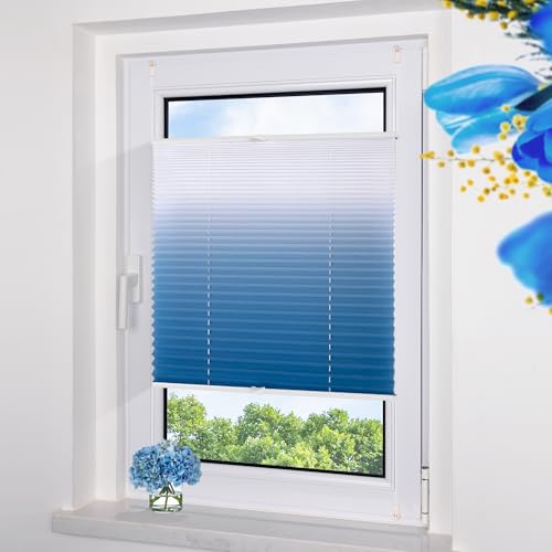 Grandekor Plissee ohne Bohren Farbverlauf Blau-Weiß 100x130cm, Plissees Klemmfix Sichtschutz und Sonnenschutz Blickdicht Faltrollo Lichtdurchlässig Rollos für Fenster ohne Bohren Grandekor Plissee ohne Bohren Farbverlauf Blau-Weiß 100x130cm, Plissees Klemmfix Sichtschutz und Sonnenschutz Blickdicht Faltrollo Lichtdurchlässig Rollos für Fenster ohne Bohren von Grandekor