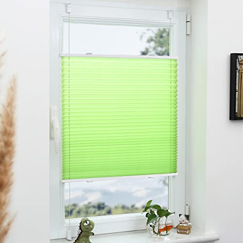 Plissee Klemmfix 50x120cm Grün Fenster Plissee innen ohne Bohren Faltrollo mit Klemmträger Sonnenschutz UV-Schutz Plisseerollo Jalousie für Fenster ohne Bohren von Grandekor