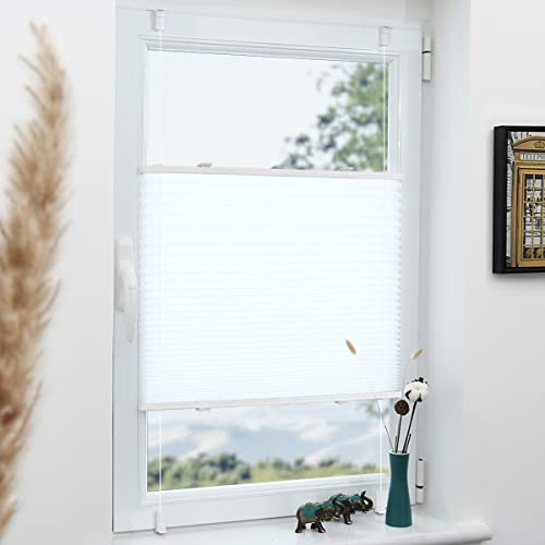 Plissee Klemmfix ohne Bohren 45x160cm Weiß Plissees für Fenster innen ohne Bohren zum Klemmen Jalousie Blickdicht Sichtschutz Plisee Rollo ohne Bohren Klemmfix von Grandekor