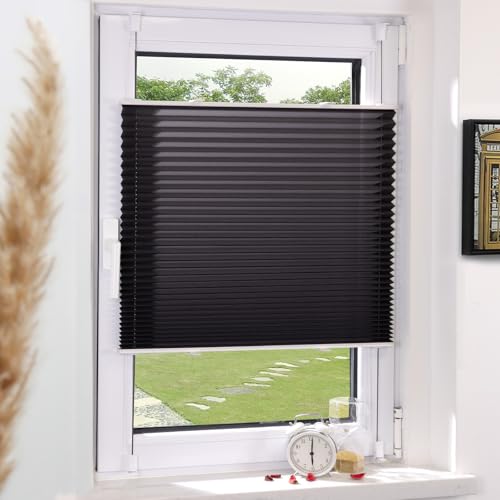 Plissee Klemmfix ohne Bohren Anthrazit 50x100cm(BxH) Plissees lichtdurchlässig Blickdicht Jalousien ohne Bohren Fensterrollo Klemmrollos Sonnenschutz Sichtschutz Faltrollo Easyfix Rollos für Fenster von Grandekor