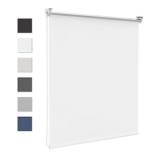 Thermorollo ohne Bohren Verdunkelnd 100x150cm(BxH) Weiß Fensterrollo Innen ohne Bohren Sichtschutz und Sonnenchutz Klemmfix Rollo von Grandekor