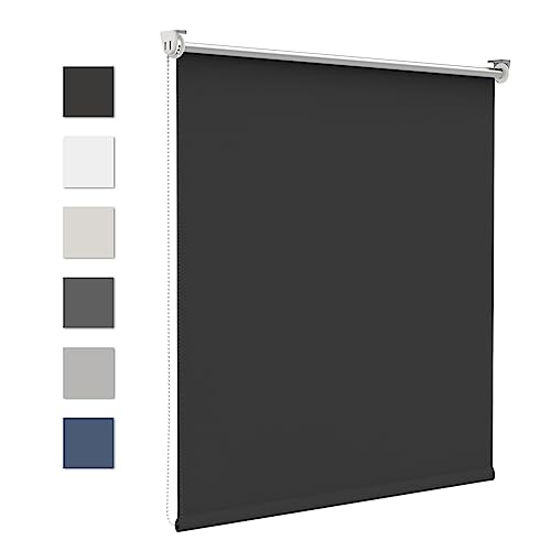 Verdunklungsrollo Klemmfix ohne Bohren 100x230cm(BxH) Schwarz Thermorollo Sonnenschutz und Sichtschutz Rollo für Fenster & Tür von Grandekor