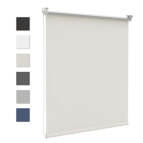 Verdunklungsrollo Klemmfix ohne Bohren 115x130cm(BxH) Creme Thermorollo Sonnenschutz und Sichtschutz Rollo für Fenster & Tür von Grandekor