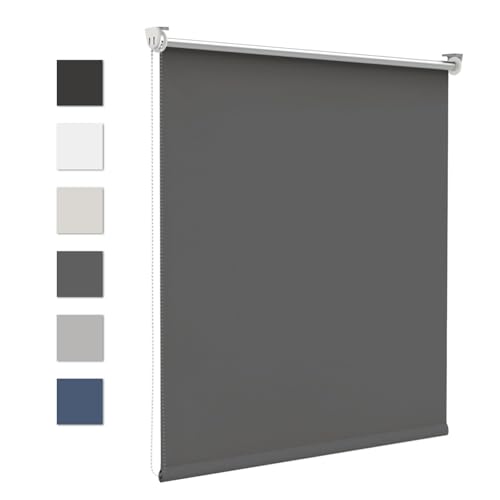 Verdunklungsrollo klemmfix 60x120cm(BxH) Dunkelgrau Thermo Rollos für Fenster ohne Bohren Sicht-und Sonnenschutz Klemmrollos für Fenster & Tür von Grandekor