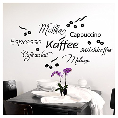 Grandora Wandtattoo Kaffee Coffee Kaffeetasse I braun I Küche Esszimmer selbstklebend Aufkleber Kaffeebohnen Wandaufkleber Wandsticker 1075W von Grandora