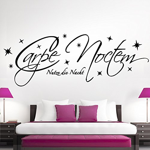 Grandora® W938 Wandtattoo Zitat Carpe Noctem Nutze die Nacht schwarz (BXH) 160 x 58 cm von Grandora