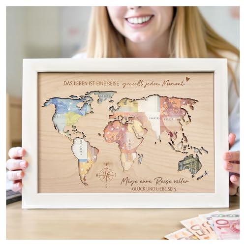 Grandora Geldgeschenk Weltkarte aus Holz - Bilderrahmen 30x21 cm eure Reise - liebevolle Gravur einzigartiges Geschenk für jeden Anlass Hochzeit Weihnachten XHG1007-03 Grandora Geldgeschenk Weltkarte aus Holz - Bilderrahmen 30x21 cm eure Reise - liebevolle Gravur einzigartiges Geschenk für jeden Anlass Hochzeit Weihnachten XHG1007-03 von Grandora