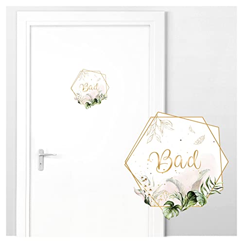 Grandora Türaufkleber Bad mit Orchideen I 20 x 21 cm (BxH) I Wandsticker selbstklebend WC Wandaufkleber Toilette Wandtattoo Badezimmer Aufkleber Sticker DL736 von Grandora