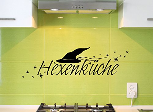 Grandora Wandtattoo Wort Hexenküche + Hexenhut & Sterne I schwarz (BxH) 58 x 17 cm I Küche Esszimmer Sticker Aufkleber Wandaufkleber Wandsticker W1138 von Grandora