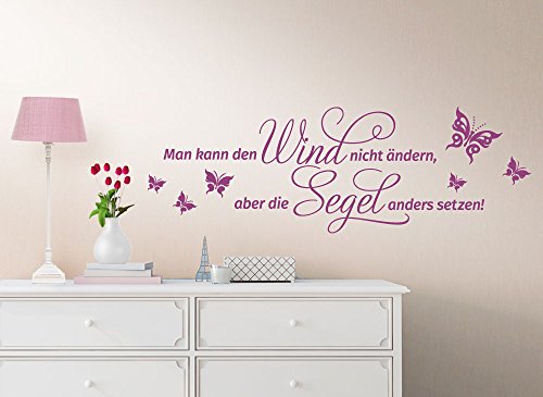 Grandora W1236 Wandtattoo Spruch Man kann den Wind Nicht ändern.. dunkelgrau (BxH) 80 x 26 cm von Grandora