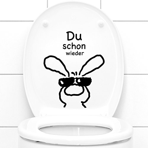 Grandora Wandtattoo Du Schon Wieder + Hase I schwarz (BxH) 21 x 26 cm I WC Badezimmer Bad Dekoration Aufkleber Wandsticker Wandaufkleber Sticker W3034 von Grandora