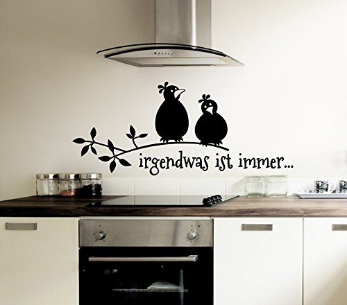 Grandora W5027 Wandtattoo Spruch Irgendwas ist Immer + Vögel Hellbraun (BxH) 100 x 42 cm von Grandora