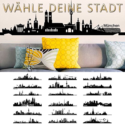 Grandora Wandtattoo Skyline Berlin I (BxH) 100 x 25 cm schwarz I Wohnzimmer Städte der Welt Aufkleber selbstklebend Wandaufkleber Wandsticker Sticker W5156 von Grandora