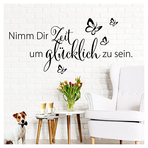 Grandora W5172 Wandtattoo Spruch Nimm Dir Zeit I dunkelgrau (BxH) 127 x 58 cm I Flur Wohnzimmer Aufkleber selbstklebend Wandaufkleber Wandsticker von Grandora