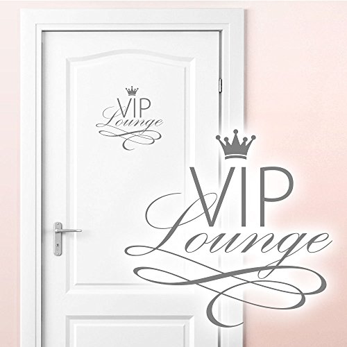 Grandora Wandtattoo VIP Lounge I Mittelgrau (BxH) 19 x 18 cm I WC Badezimmer Toilette selbstklebend Türaufkleber Aufkleber Wandaufkleber Wandsticker W5373 von Grandora