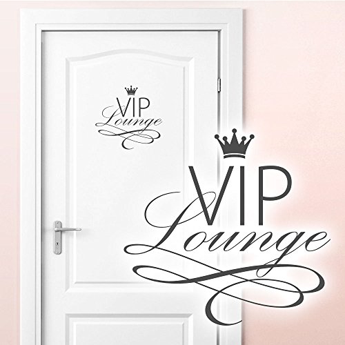 Grandora Wandtattoo VIP Lounge I dunkelgrau (BxH) 19 x 18 cm I WC Badezimmer Toilette selbstklebend Türaufkleber Aufkleber Wandaufkleber Wandsticker W5373 von Grandora