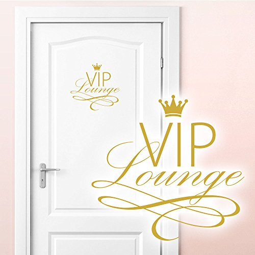 Grandora Wandtattoo VIP Lounge I Gold (BxH) 19 x 18 cm I WC Badezimmer Toilette selbstklebend Türaufkleber Aufkleber Wandaufkleber Wandsticker W5373 von Grandora